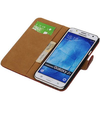 Samsung Galaxy J7 Snake Slang Booktype Wallet Hoesje Rood