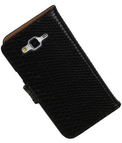 Samsung Galaxy J5 Snake Slang Booktype Wallet Hoesje Zwart