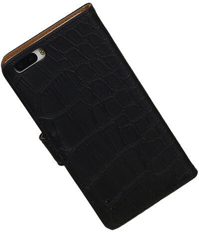 Croco Zwart Honor 6 Plus Book/Wallet Case/Cover