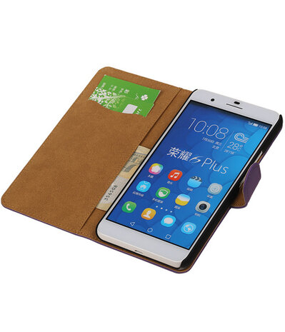 Paars Honor 6 Plus Book/Wallet Case/Cover Hoesje