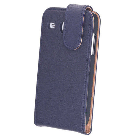 Polar Echt lederen Samsung Galaxy Core i8260 Flipcase Hoesje Navy Blue