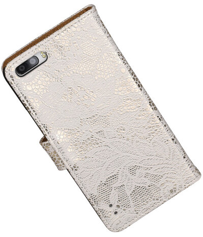 Huawei Honor 6 Plus Lace Kant Booktype Wallet Hoesje Wit