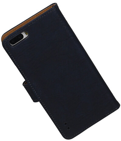 Huawei Honor 6 Plus Bark Hout Booktype Wallet Hoesje Donker Blauw