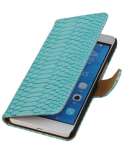 Huawei Honor 6 Plus Snake Slang Booktype Wallet Hoesje Turquoise