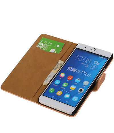Huawei Honor 6 Plus Snake Slang Booktype Wallet Hoesje Roze