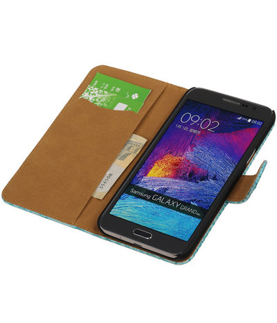 Samsung Galaxy Grand Max Snake Booktype Wallet Hoesje Turquoise