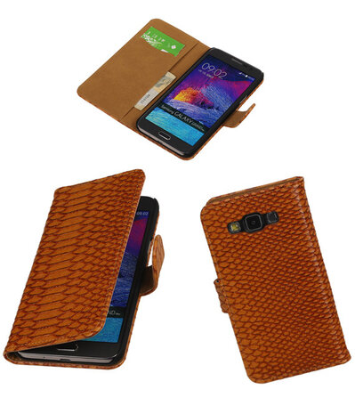 Samsung Galaxy Grand Max Snake Booktype Wallet Hoesje Bruin