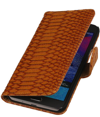 Samsung Galaxy Grand Max Snake Booktype Wallet Hoesje Bruin