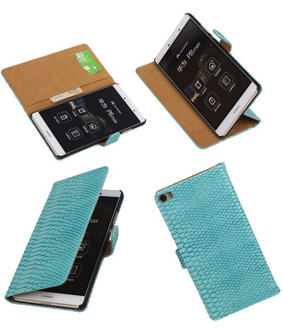Huawei P8 Max Snake Slang Booktype Wallet Hoesje Turquoise