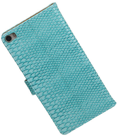 Huawei P8 Max Snake Slang Booktype Wallet Hoesje Turquoise