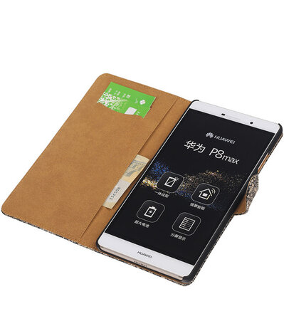 Huawei P8 Max Lace Kant Booktype Wallet Hoesje Zwart