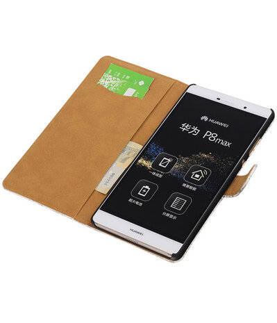 Huawei P8 Max Lace Kant Booktype Wallet Hoesje Wit