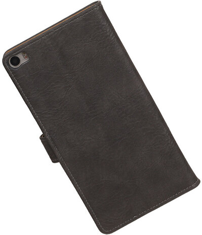 Huawei P8 Max Bark Hout Booktype Wallet Hoesje Grijs