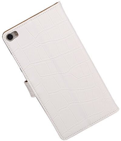 Huawei P8 Max Croco Booktype Wallet Hoesje Wit