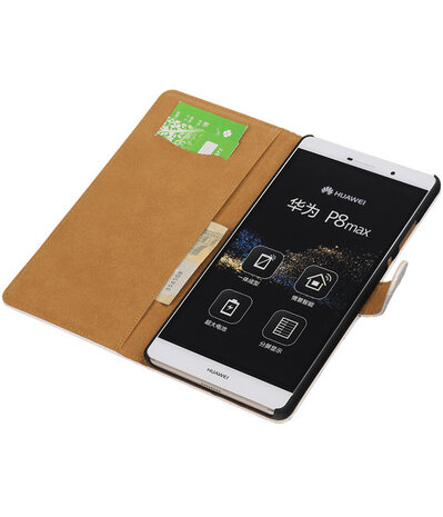 Huawei P8 Max Croco Booktype Wallet Hoesje Wit