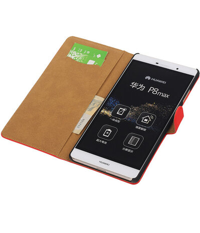 Huawei P8 Max Effen Booktype Wallet Hoesje Rood