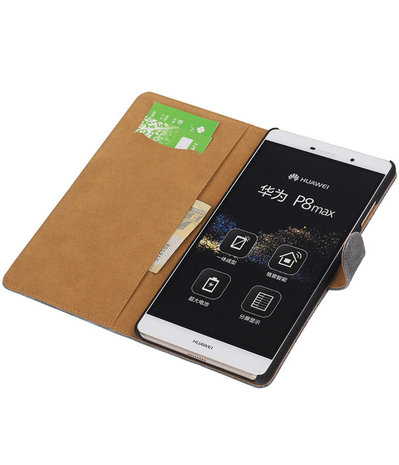 Huawei P8 Max Booktype Wallet Hoesje Mini Slang Grijs