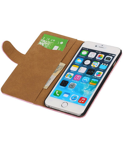 Apple iPhone 6 Plus Booktype Wallet Hoesje Mini Slang Roze