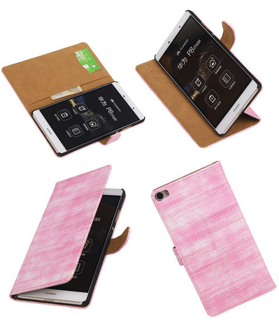 Huawei P8 Max Booktype Wallet Hoesje Mini Slang Roze