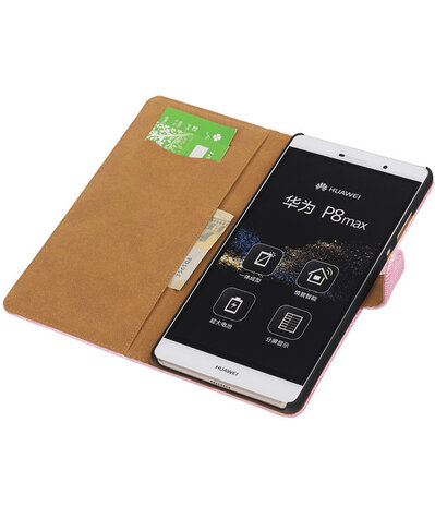 Huawei P8 Max Booktype Wallet Hoesje Mini Slang Roze