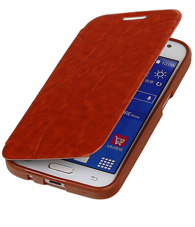 Bestcases Bruin TPU Booktype Motief Hoesje Samsung Galaxy Grand Neo