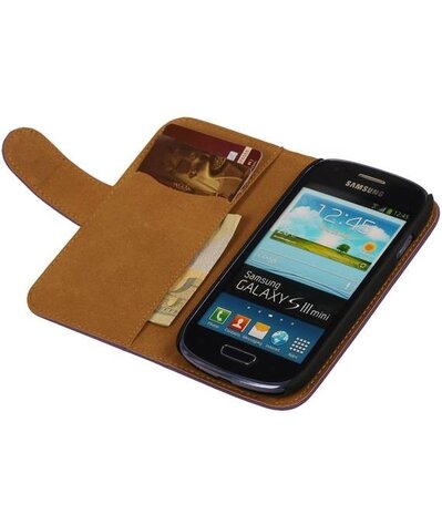 Samsung Galaxy S3 mini Effen Booktype Wallet Hoesje Paars