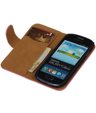 Samsung Galaxy S3 mini Effen Booktype Wallet Hoesje Roze