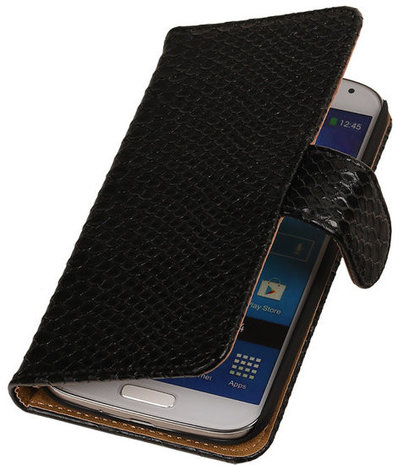 Samsung Galaxy S3 Snake Slang Bookstyle Wallet Hoesje Zwart