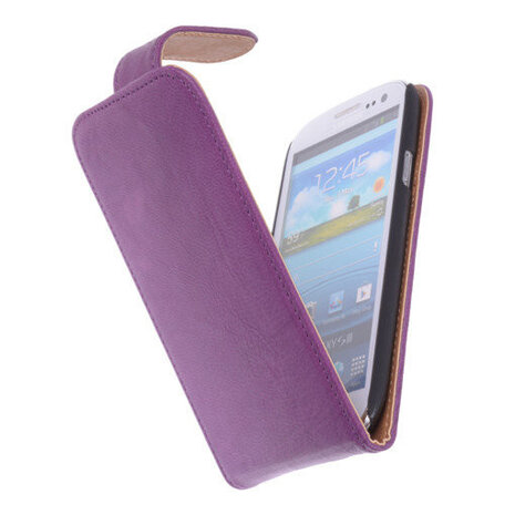 Polar Echt Lederen Samsung Galaxy S4 Flipcase Hoesje Lila