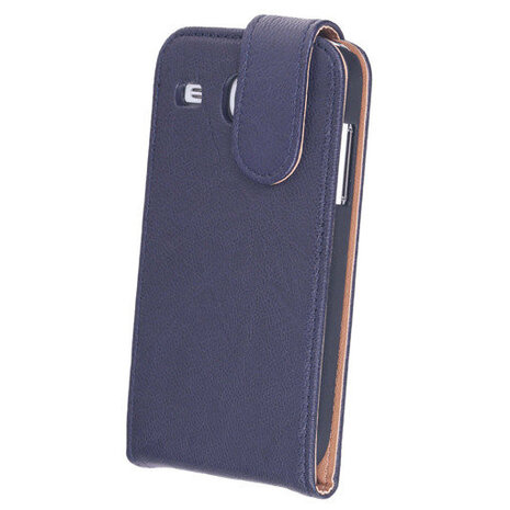 Polar Echt Lederen Samsung Galaxy Express i8730 Flipcase Hoesje Navy Blue