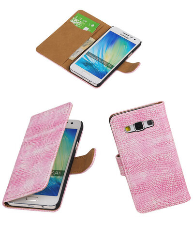 Samsung Galaxy A3 Booktype Wallet Hoesje Mini Slang Roze