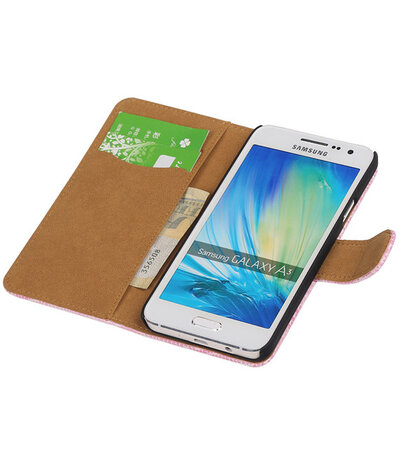 Samsung Galaxy A3 Booktype Wallet Hoesje Mini Slang Roze
