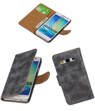 Samsung Galaxy A3 Booktype Wallet Hoesje Mini Slang Grijs