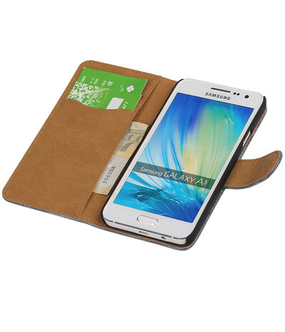 Samsung Galaxy A3 Booktype Wallet Hoesje Mini Slang Grijs