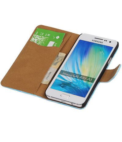 Samsung Galaxy A3 Booktype Wallet Hoesje Mini Slang Blauw