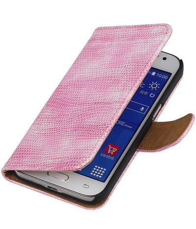 Samsung Galaxy Core Prime Booktype Wallet Hoesje Mini Slang Roze