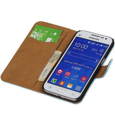 Samsung Galaxy Core Prime Booktype Wallet Hoesje Mini Slang Blauw