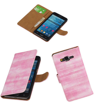 Samsung Galaxy Grand Prime Booktype Wallet Hoesje Mini Slang Roze