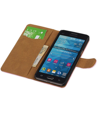 Samsung Galaxy Grand Prime Booktype Wallet Hoesje Mini Slang Roze