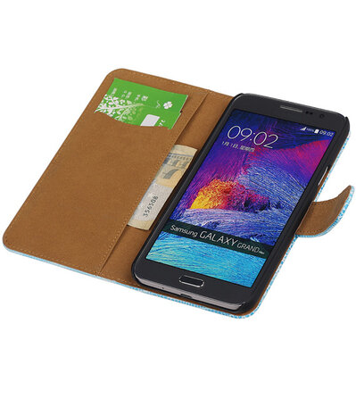 Samsung Galaxy Grand Max Booktype Wallet Hoesje Mini Slang Blauw