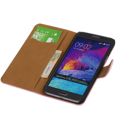 Samsung Galaxy Grand Max Booktype Wallet Hoesje Mini Slang Roze