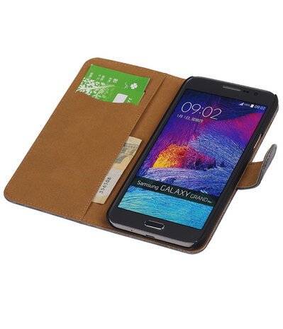 Samsung Galaxy Grand Max Booktype Wallet Hoesje Mini Slang Grijs