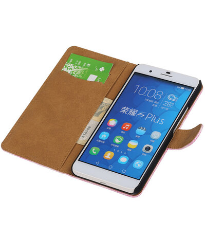 Huawei Honor 6 Plus Booktype Wallet Hoesje Mini Slang Roze