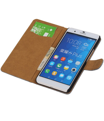 Huawei Honor 6 Plus Booktype Wallet Hoesje Mini Slang Grijs