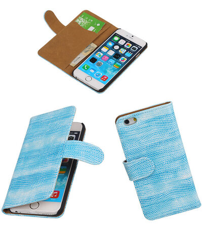 Apple iPhone 6 Booktype Wallet Hoesje Mini Slang Blauw