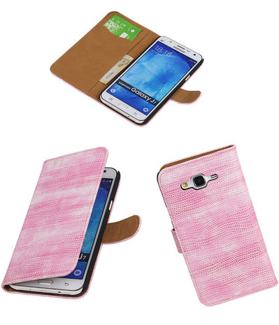 Samsung Galaxy J7 Booktype Wallet Hoesje Mini Slang Roze