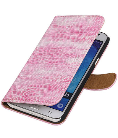 Samsung Galaxy J7 Booktype Wallet Hoesje Mini Slang Roze