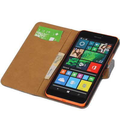 Microsoft Lumia 640 XL Booktype Wallet Hoesje Mini Slang Grijs