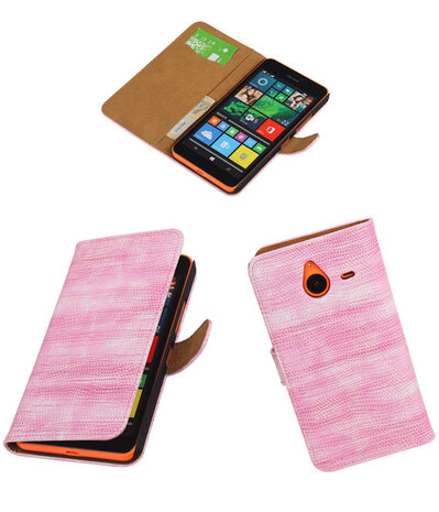 Microsoft Lumia 640 XL Booktype Wallet Hoesje Mini Slang Roze