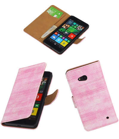 Microsoft Lumia 640 Booktype Wallet Hoesje Mini Slang Roze